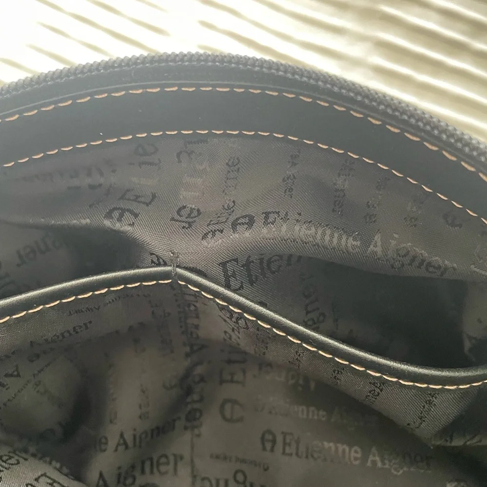 Etienne Aigner handbag purse Rich Leather Micro Classic Roomy Satchel Zips